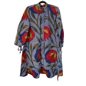 Besida Oversized Shirt Dress Small / Medium Button Up Long Sleeve Hugh Low Hem